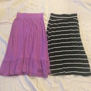 Girls purple and black and white maxi skirts